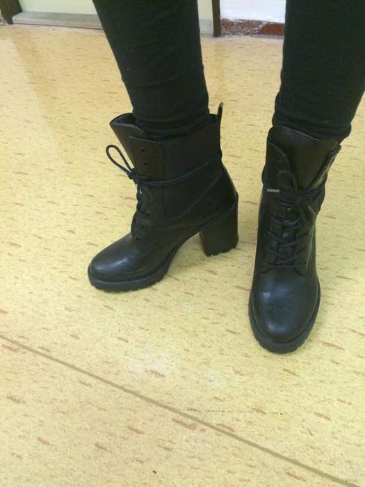 Černé kotníkové boty na podpatku reno na podpatku - Vinted