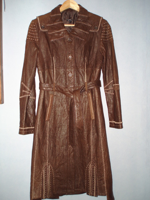Trench cuir marron doublé - Vinted