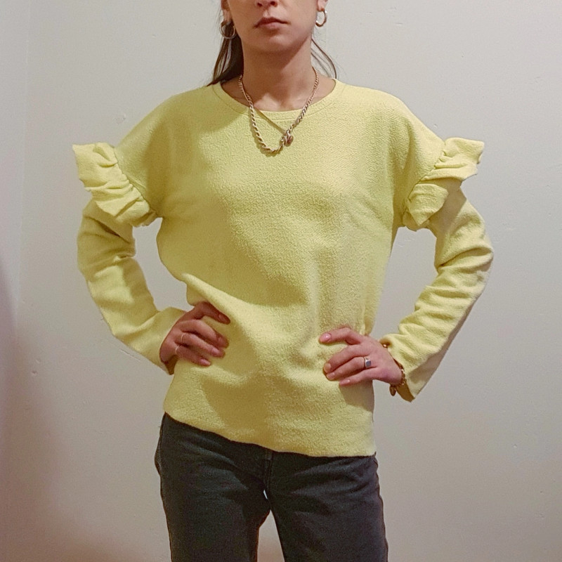 Zara sweater trui ruffle mouw detail geel - Vinted