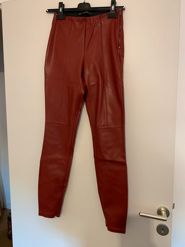 Pantalon slim simili cuir Zara bordeaux - Vinted