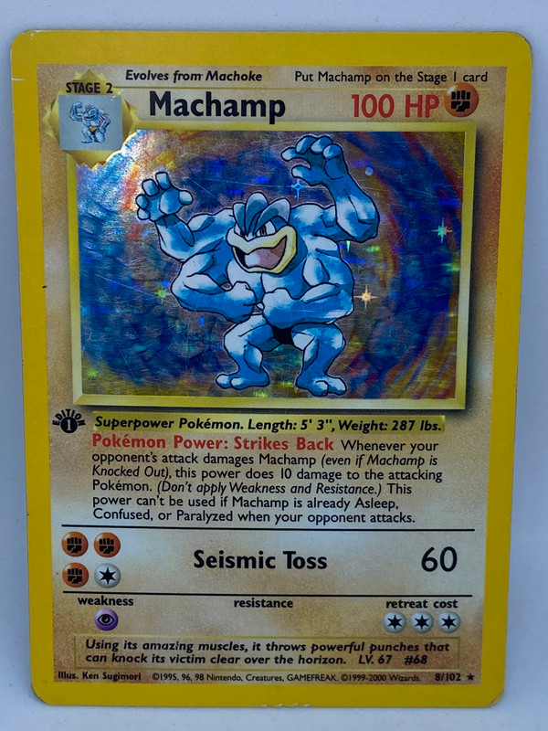 Carte Pokémon Machamp 100 HP Holo 8/102 1ère Édition - Vinted