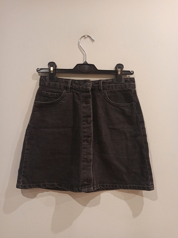 Czarna trapezowa jeansowa jeans dżinsowa spódnica mini guziki Bershka S XS  36 34 - Vinted