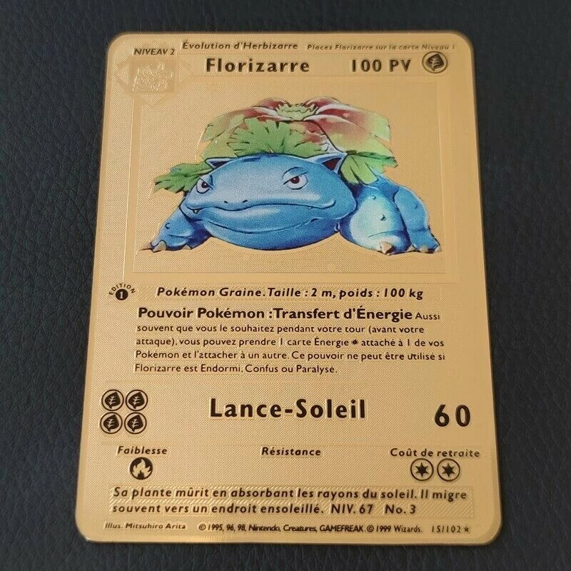 Florizarre 15/102 1ere Edition Carte Pokémon en Métal effet or - Vinted